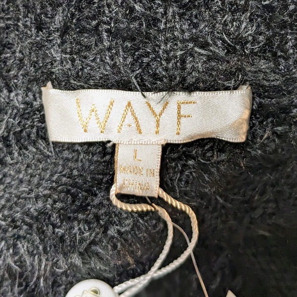 NWT WAYF JOHNIE RUFFLED SHADOW STRIPE ONE SHOULDER SWEATER - Large - Picture 3 of 7